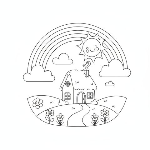 Rainbow coloring pages — free printable preview
