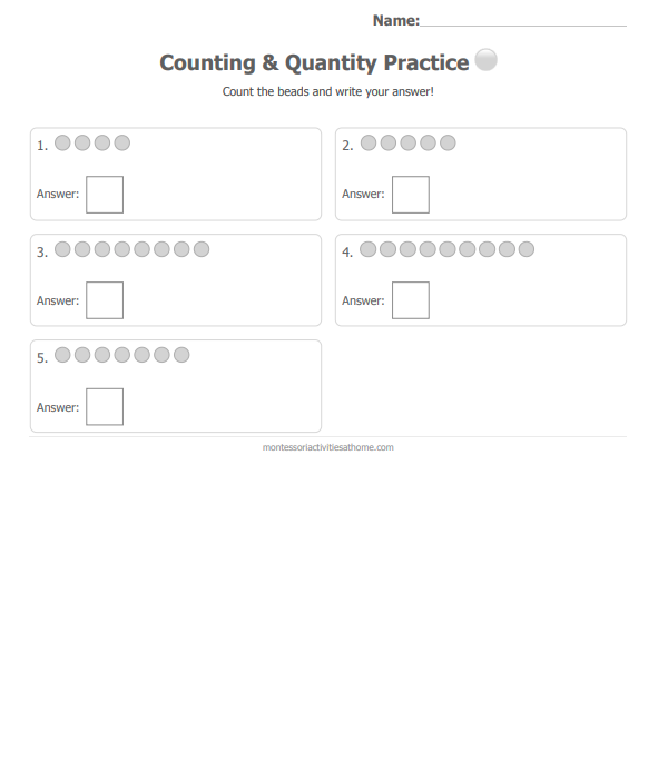 Example customized math worksheet